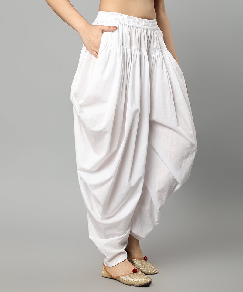 Women's White Cotton Dhoti Pants for Kurti, Crop tops, T-Shirt | Rang –  Mera Rang
